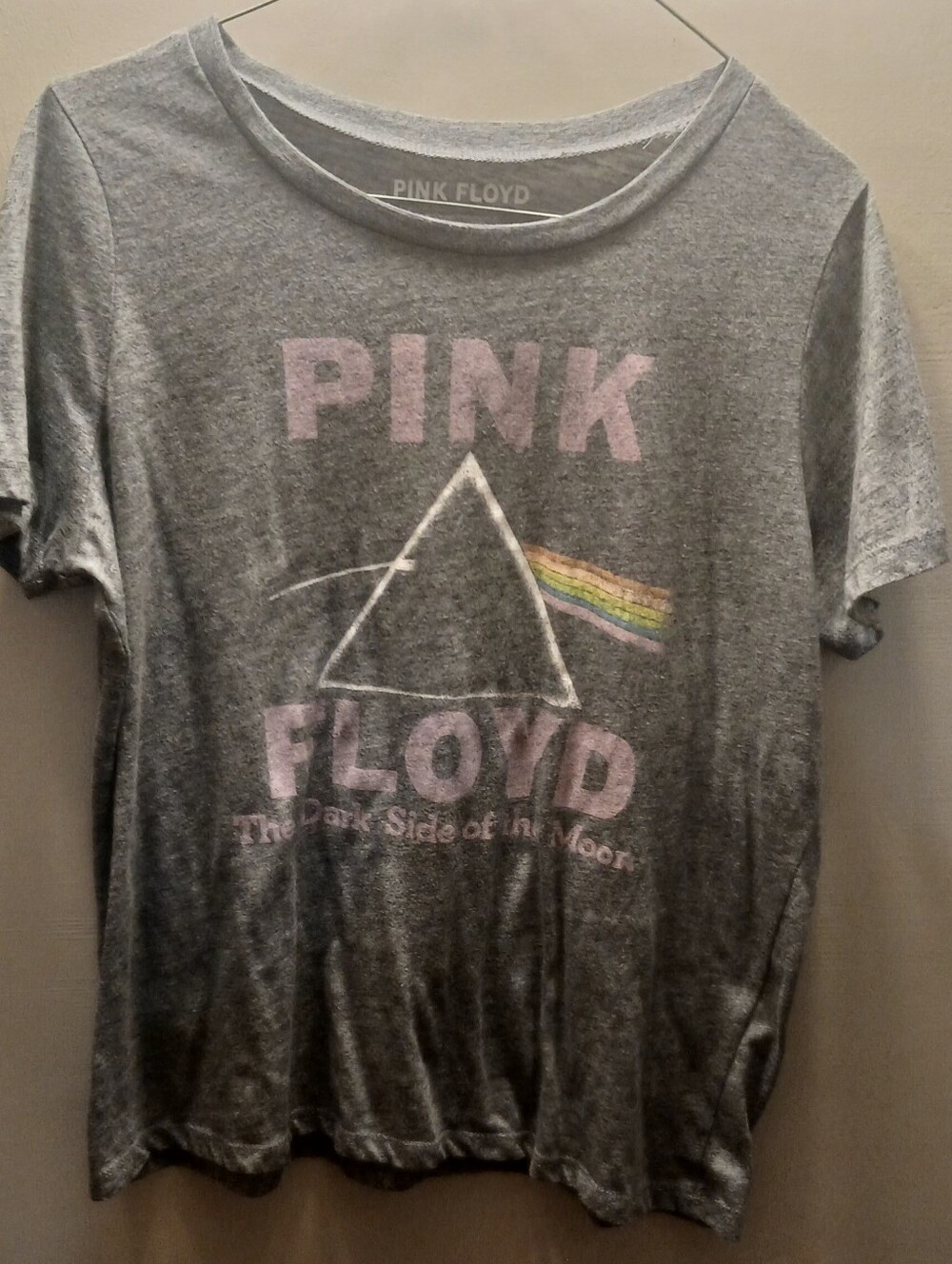 Pink Floyd Gray Tee with Pastel Logo and Prism